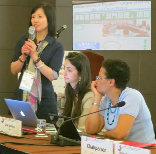 澳門基金會代表楊開荊向UNESCO官員介紹澳門情況